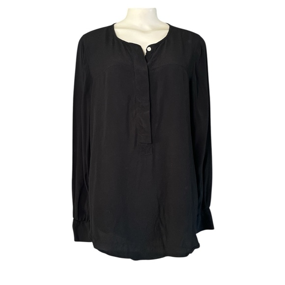 J.Crew Crepe Henley Popover Tunic Blouse Black Long Sleeve Women’s M - Picture 13 of 13